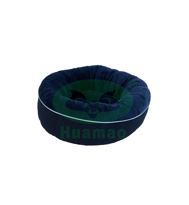 Dark Blue Donut Round Pet Bed Cushion